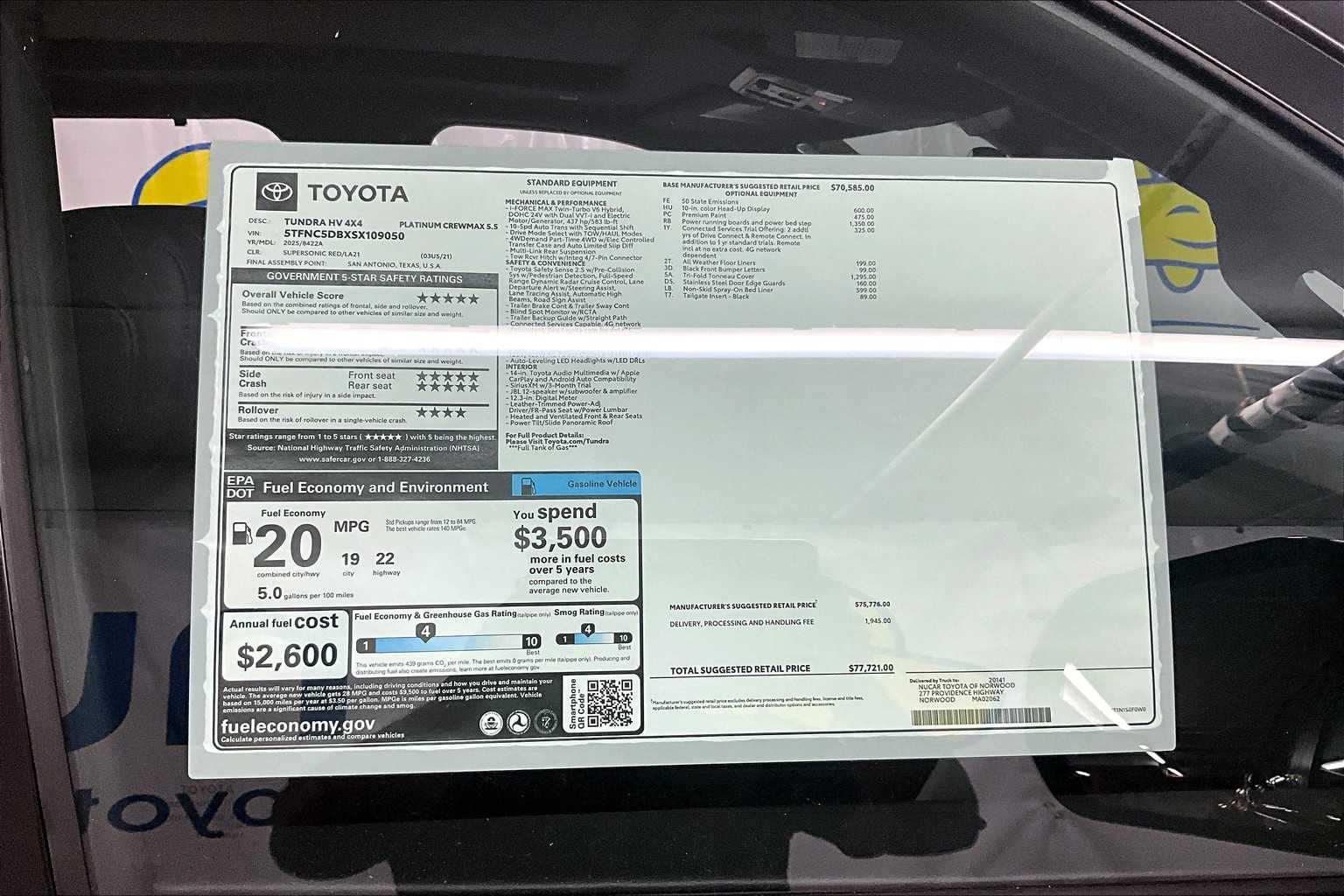 new 2025 Toyota Tundra car, priced at $72,902
