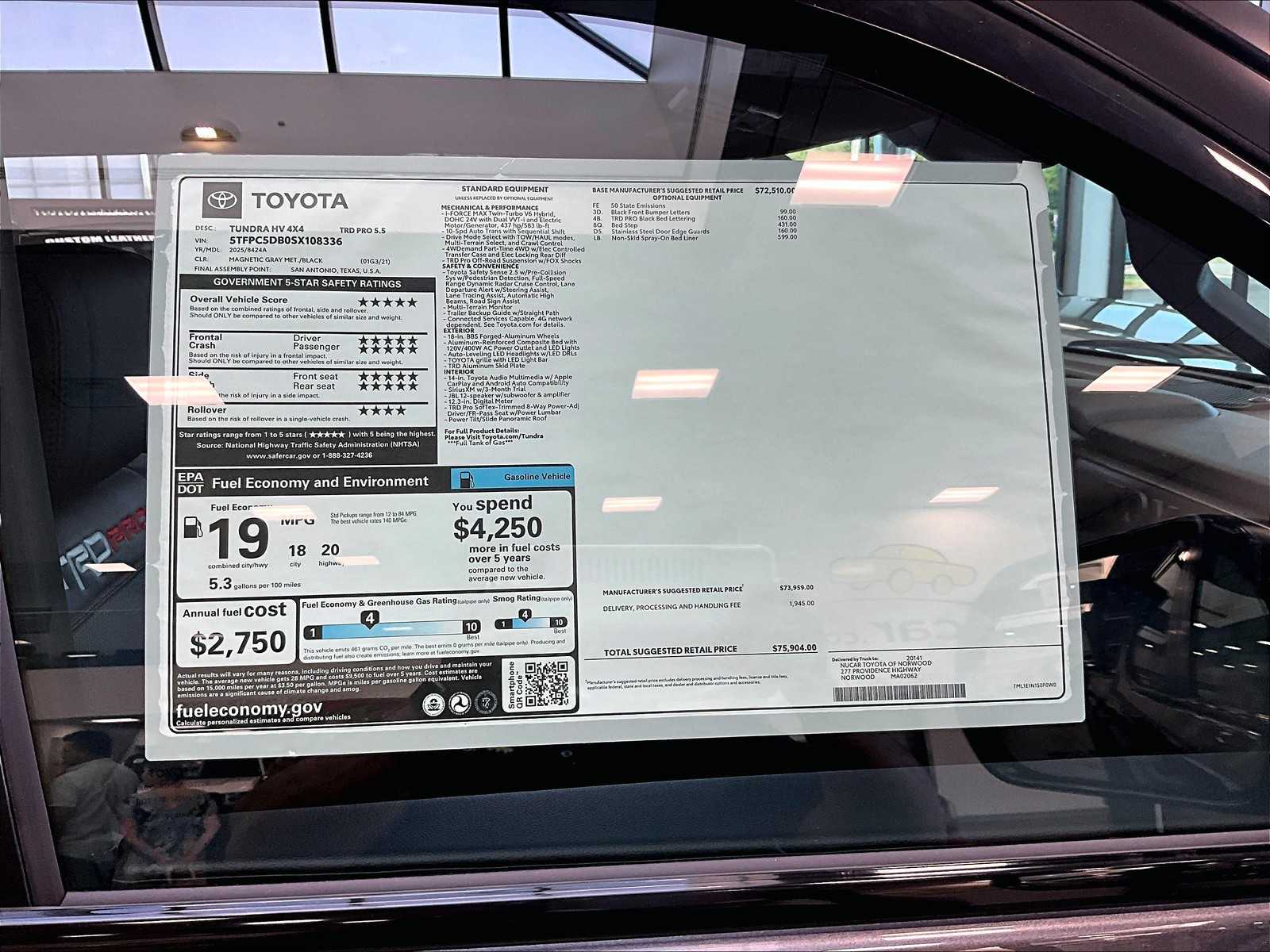 new 2025 Toyota Tundra car, priced at $71,240
