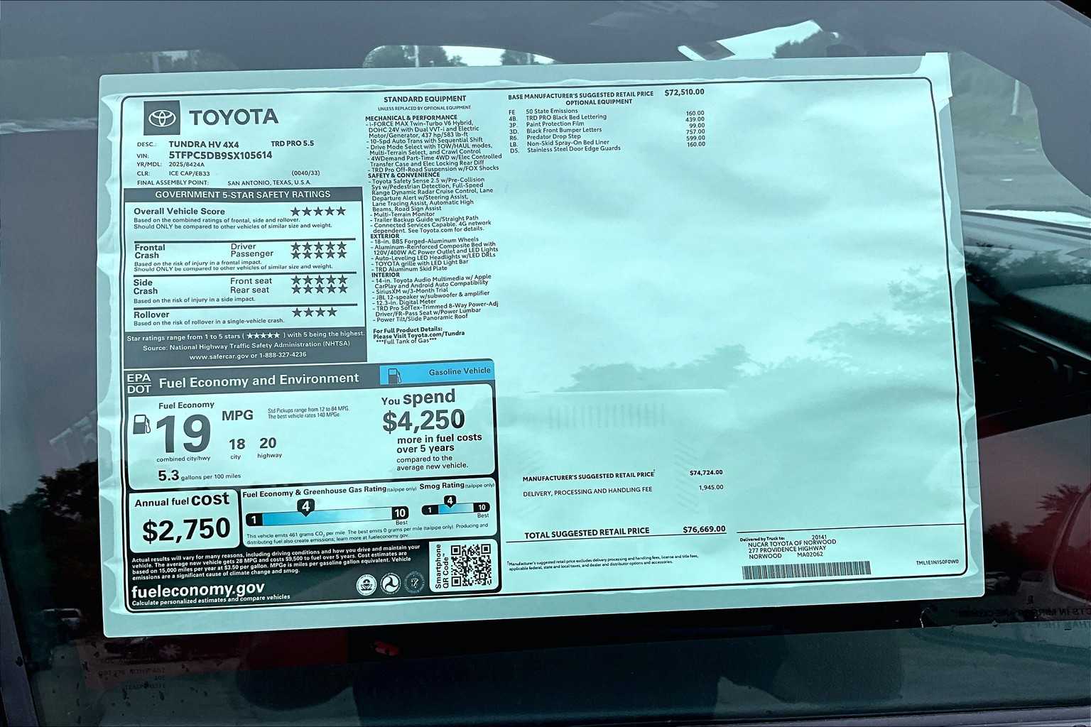 new 2025 Toyota Tundra car, priced at $71,918
