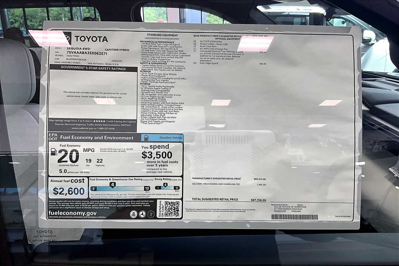 new 2025 Toyota Sequoia car, priced at $80,538