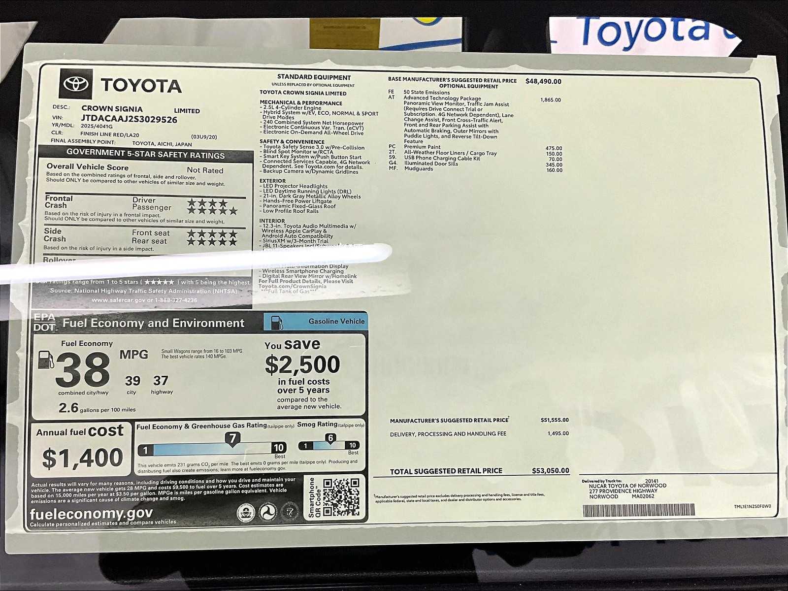 new 2025 Toyota Crown Signia car, priced at $49,010
