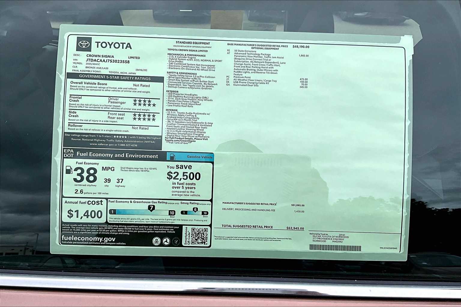 new 2025 Toyota Crown Signia car, priced at $48,546