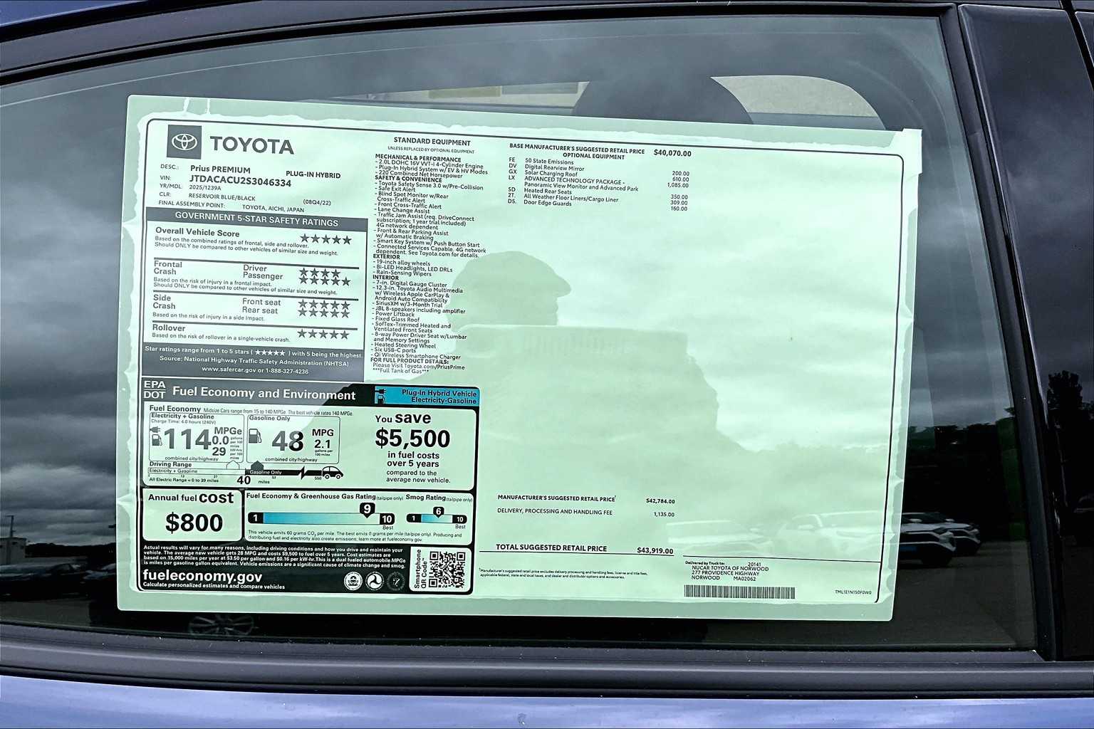 new 2025 Toyota Prius Plug-In Hybrid car, priced at $42,585