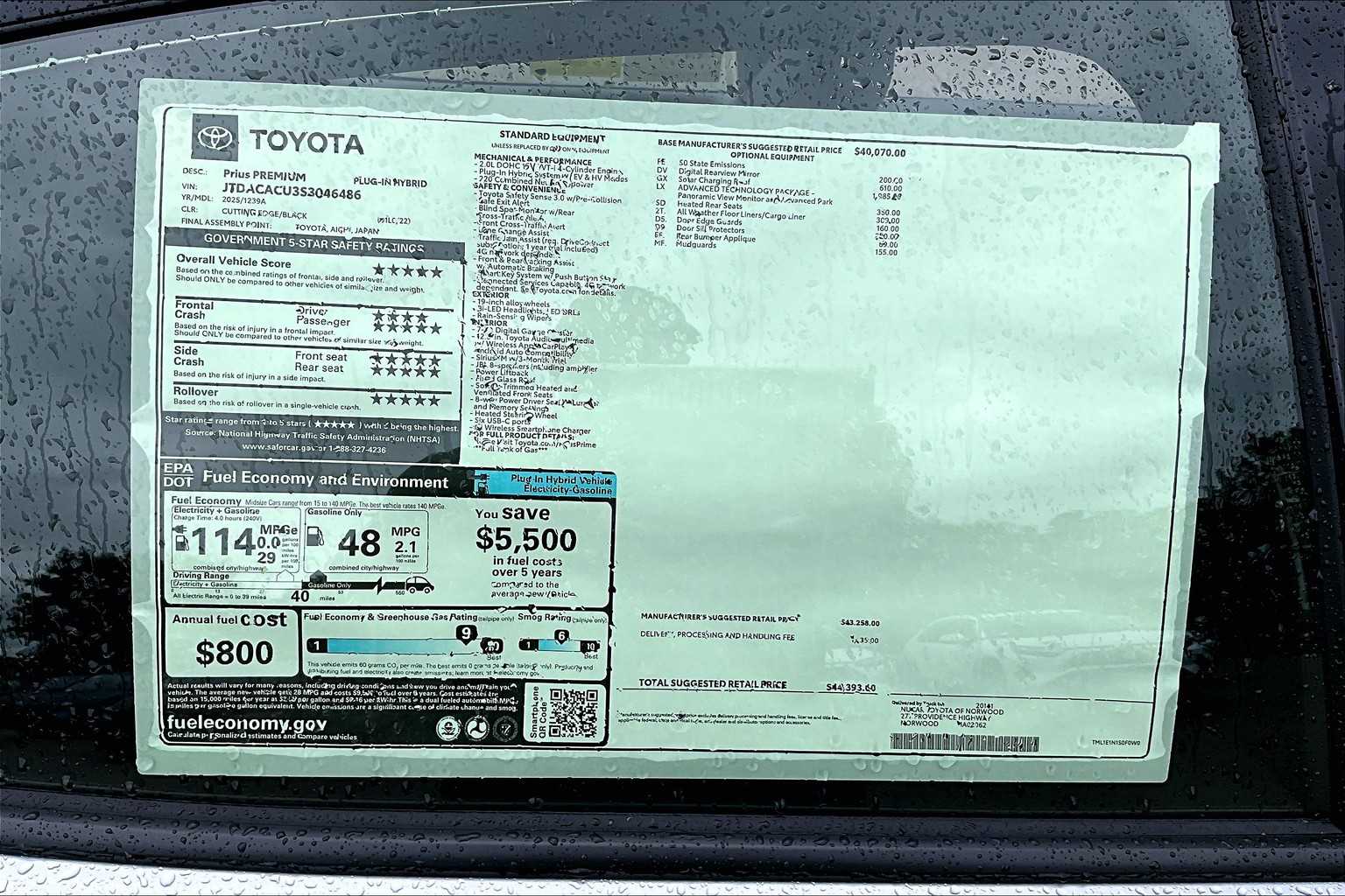 new 2025 Toyota Prius Plug-In Hybrid car, priced at $42,973