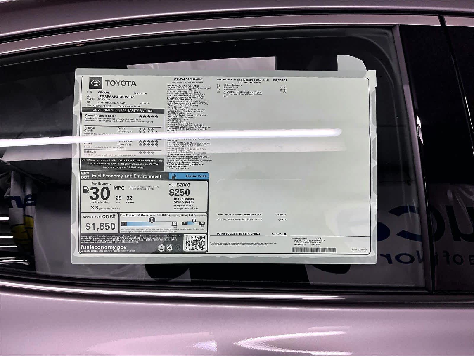 new 2026 Toyota Crown car, priced at $53,162