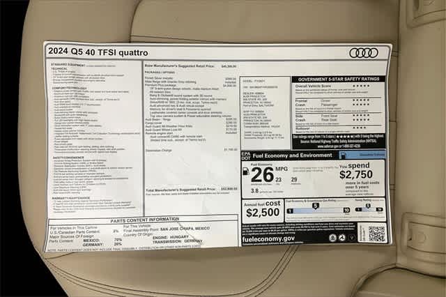 new 2024 Audi Q5 car, priced at $52,800
