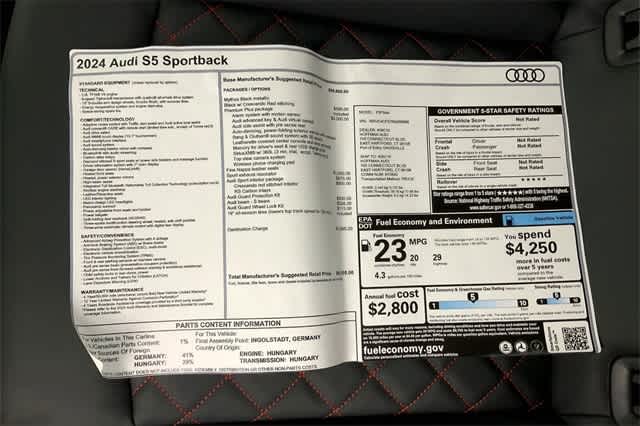 new 2024 Audi S5 Sportback car, priced at $65,105