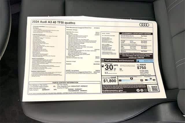 new 2024 Audi A3 car, priced at $45,270