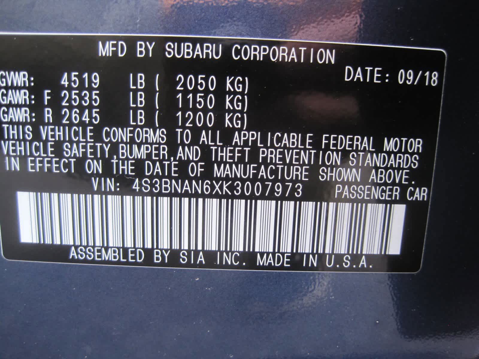 used 2019 Subaru Legacy car, priced at $21,916