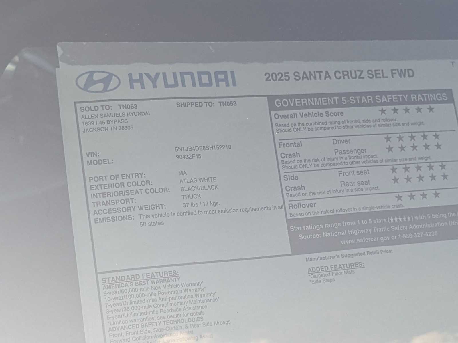 new 2025 Hyundai Santa Cruz car, priced at $32,820