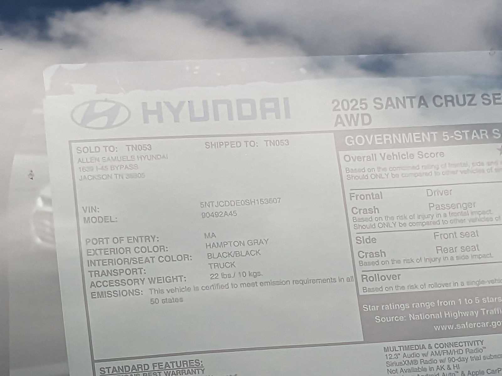 new 2025 Hyundai Santa Cruz car, priced at $37,035