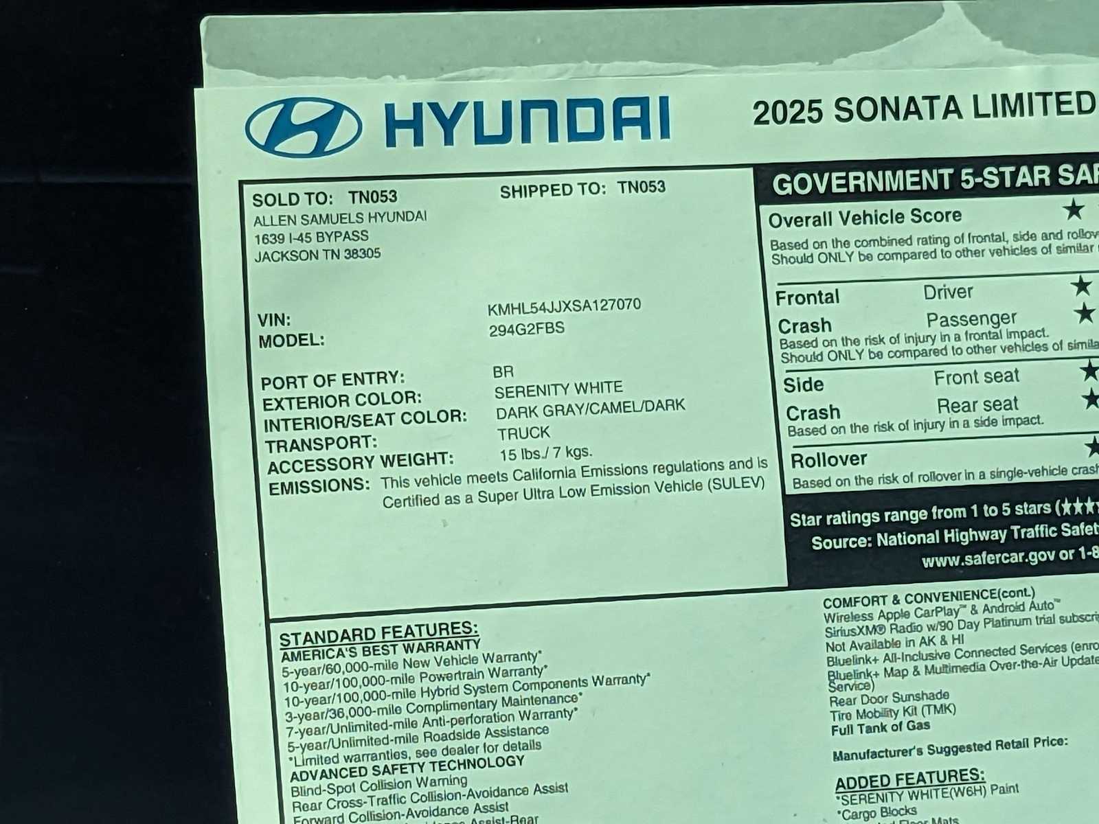 new 2025 Hyundai Sonata Hybrid car, priced at $39,990