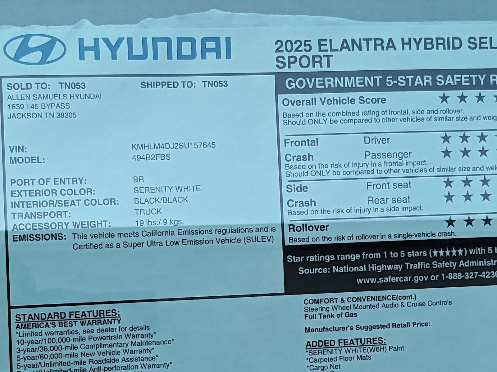 new 2025 Hyundai Elantra Hybrid car, priced at $29,710