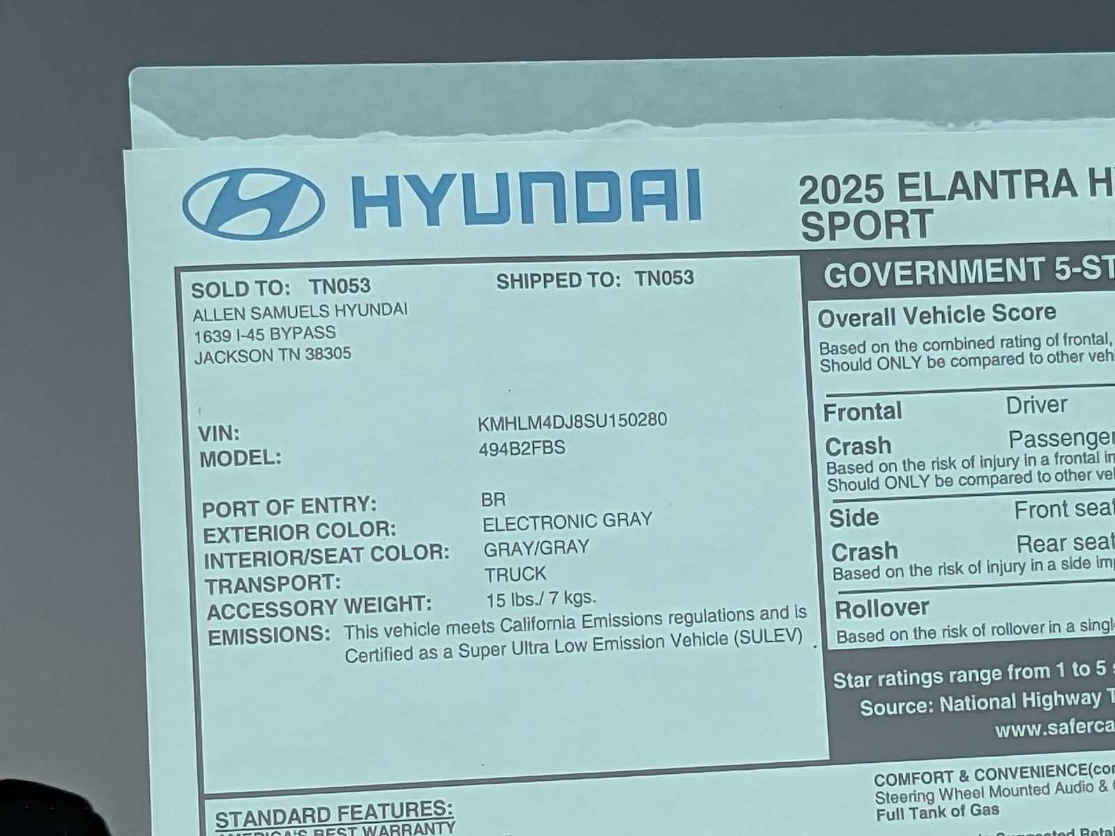 new 2025 Hyundai Elantra Hybrid car, priced at $29,175