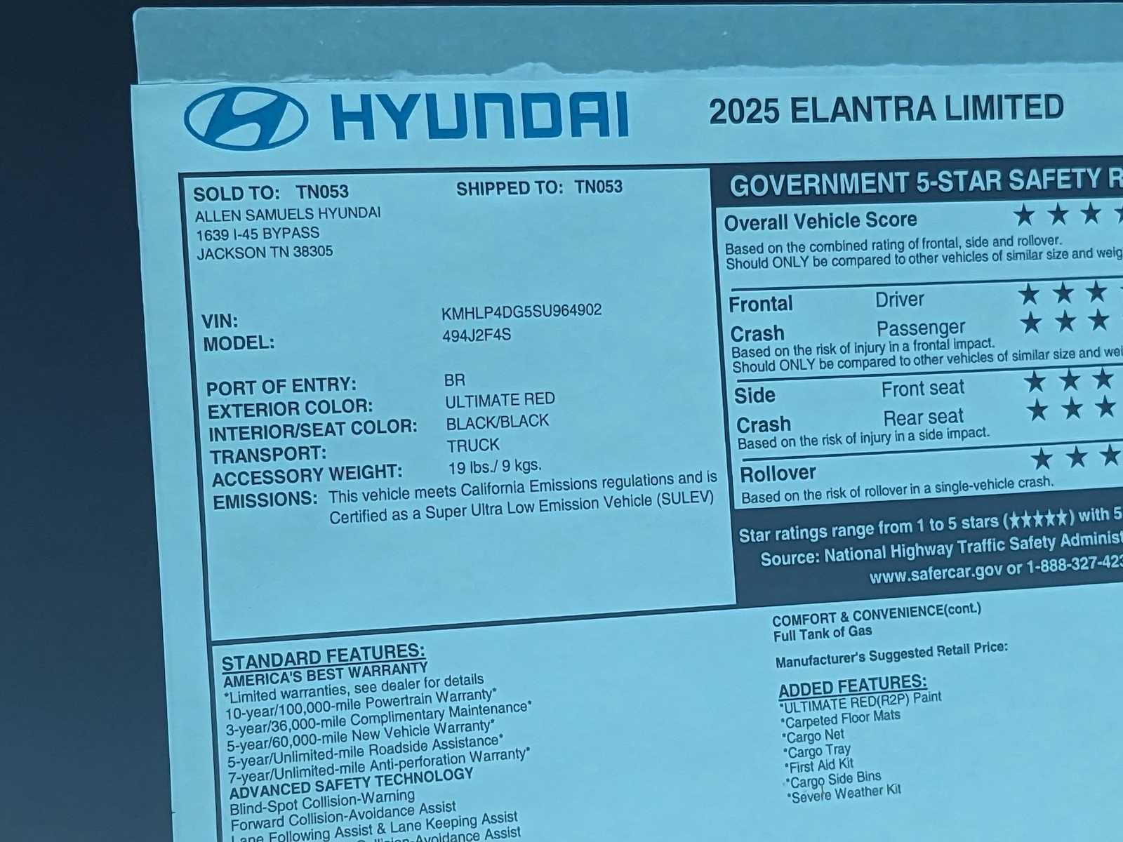 new 2025 Hyundai Elantra car, priced at $29,065