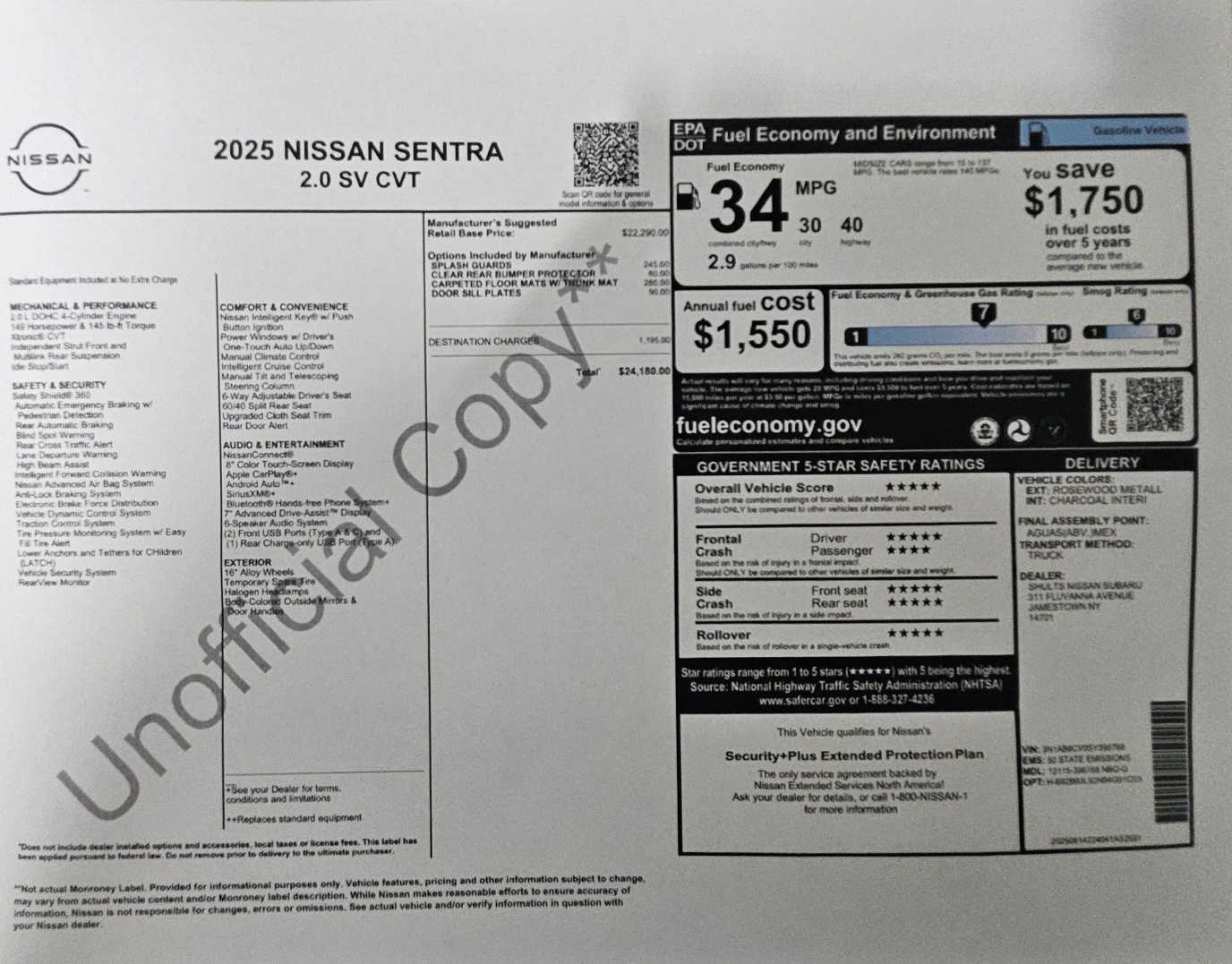new 2025 Nissan Sentra car, priced at $23,899