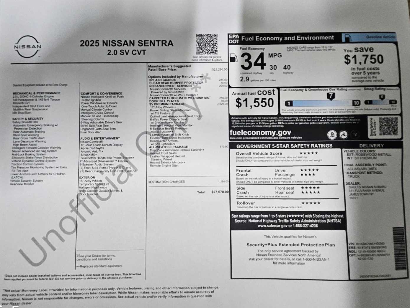 new 2025 Nissan Sentra car, priced at $27,399