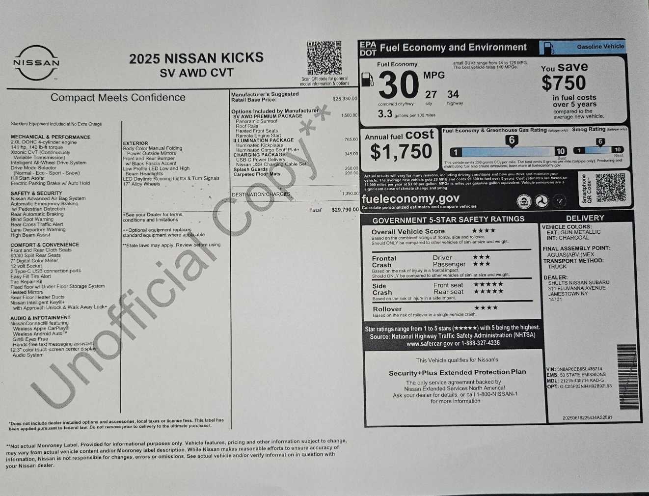 new 2025 Nissan Kicks car, priced at $29,499