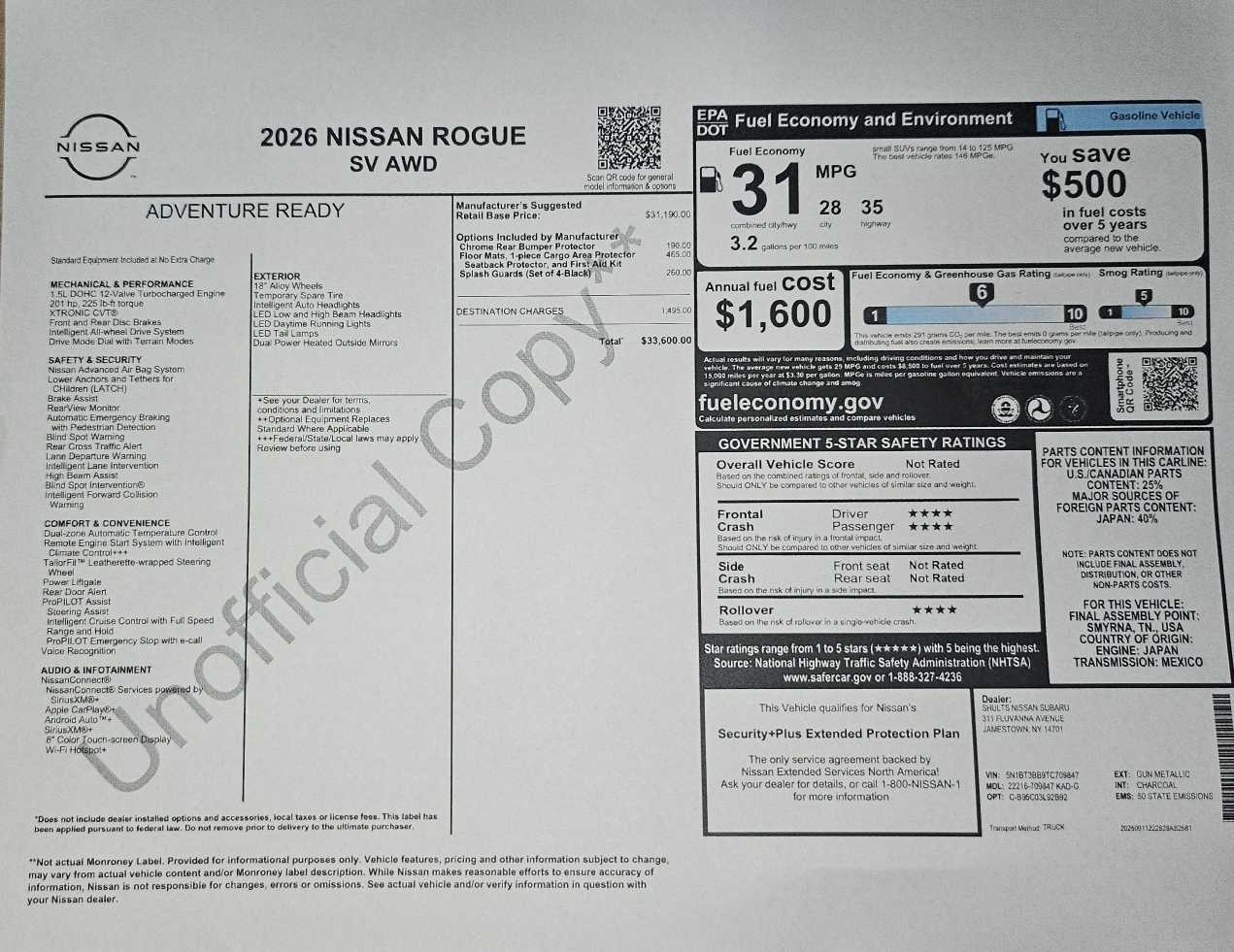 new 2026 Nissan Rogue car, priced at $33,600